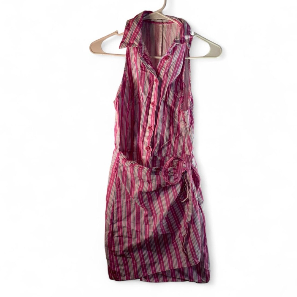 Mango Pink and White Striped Midi Dress - Picture 2 of 8